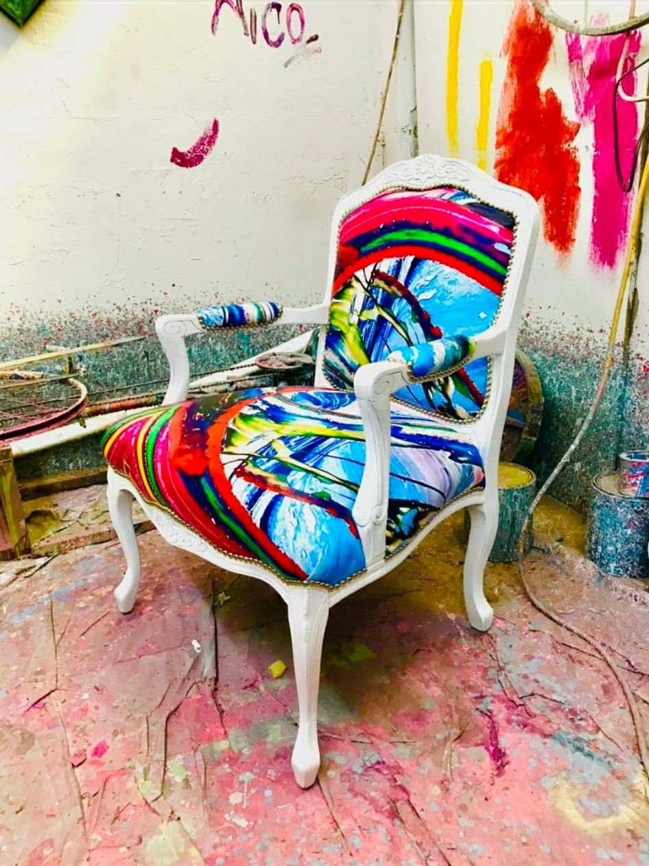 White armchair in the paint room